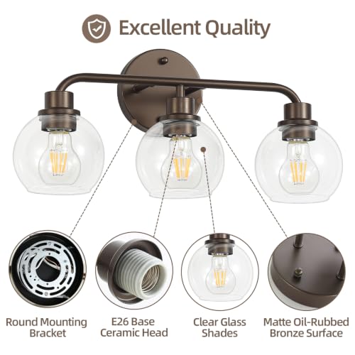 Image of Bathroom Light Fixtures Oil-Rubbed Bronze Vanity Light 3 Light
