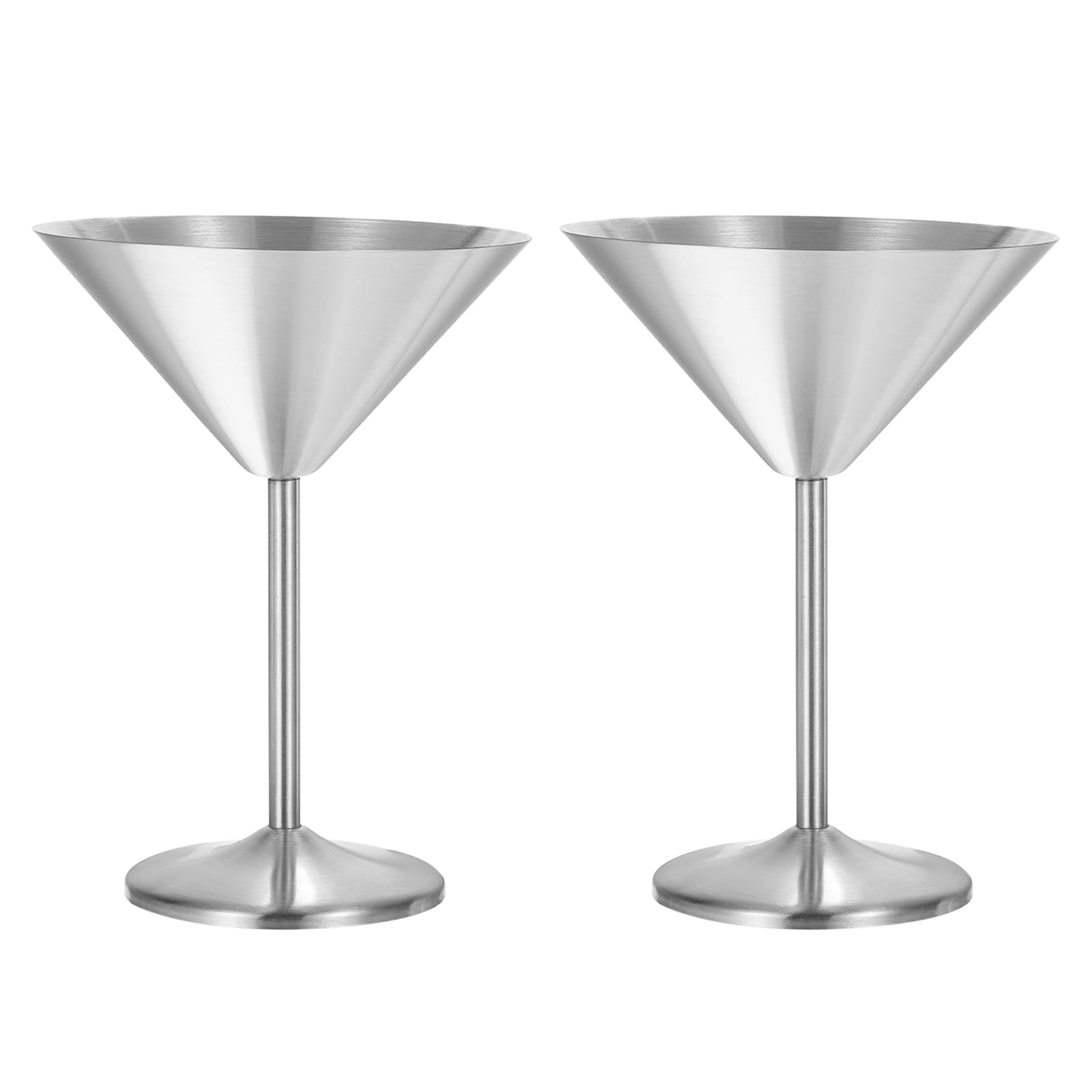 Uxcell Stainless Steel Martini Cocktail Glasses, 2Pcs 180ml/6 OZ Unbreakable Martini Glasses, Red Wine Glass Metal Shatter Proof for Wedding, Parties, GiftSilver
