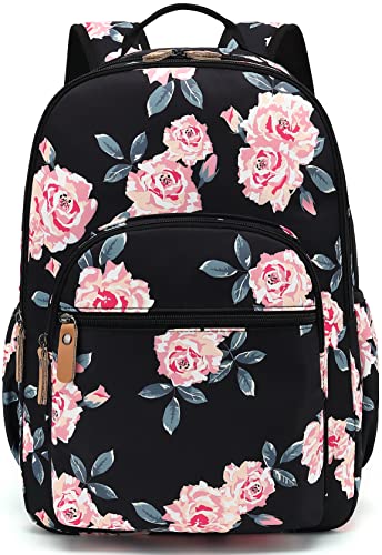 Image of Leaper Water-resistant Floral Laptop Backpack School Travel Bag Bookbags Satchel