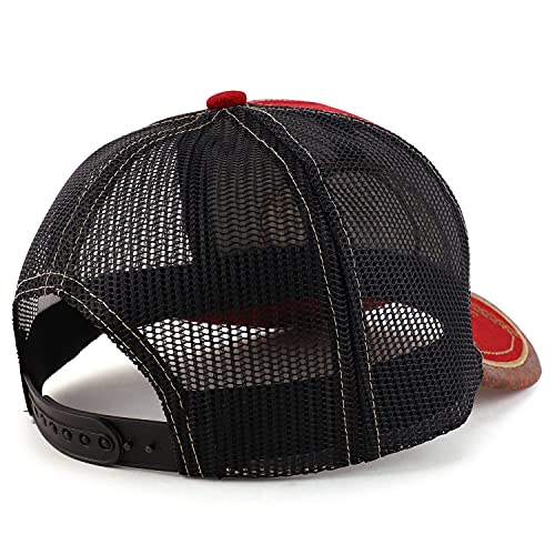 Trendy Apparel Shop Boné de couro Rodeo com fecho traseiro, Vermelho e preto, G