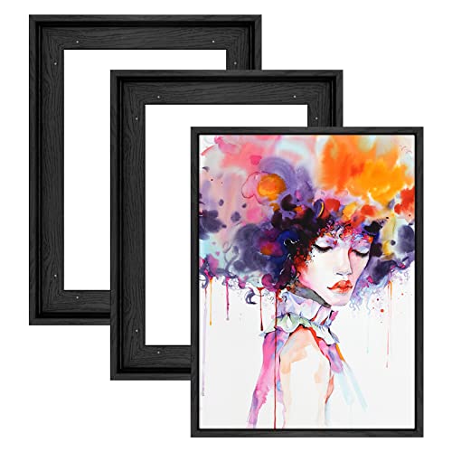 Image of Floating Canvas Frame for 5x7 Inch Painting 0.6-0.8 inch Deep,Black | Set of 2,Easy Framing,Floating Frames for Landscape Portrait Bedroom Hallway Entryway Decor,Horizontal or Vertical Display