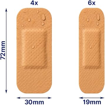 Elastoplast Water Resistant Plastic Plasters (10 x 10 Strips), Dirt and Water-Resistant, Waterproof, First Aid, Strong and Breathable, Strong Adhesion, Tan