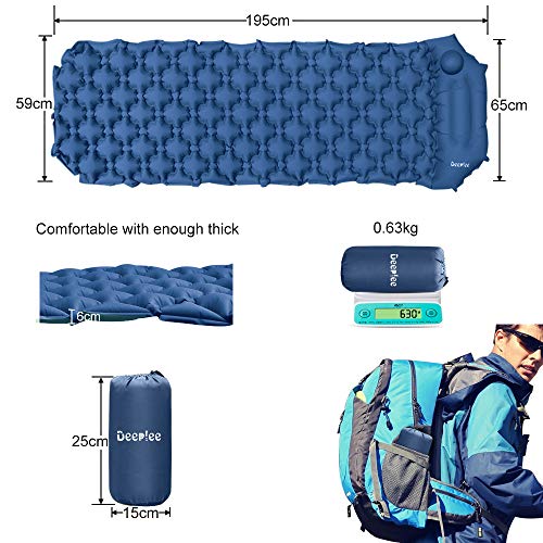 Foto von Deeplee Isomatte Camping Kleines Packmaß, Ultraleichte Isomatte Schlafmatte Outdoor,Feuchtigkeitsfes Matratze Aufblasbare Campingmatratze für Wandern,Backpacking,Reisen,Strand