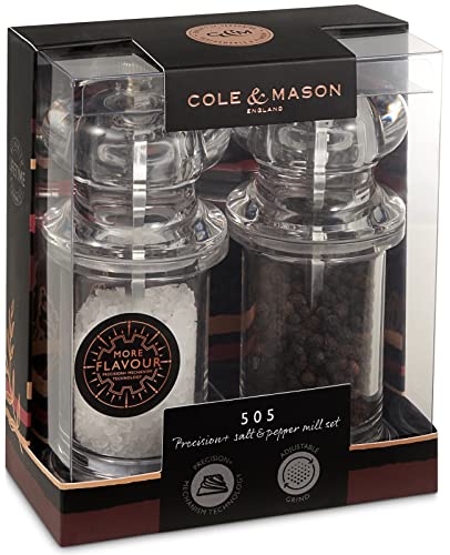 Cole & Mason H50518P 505 Macina Sale e Pepe, Ceramica Regolabile Macinino, Macinaspezie, Macinasale, Macinapepe, Acrilico, 140mm, Include 2 x Mulini - immagine 5