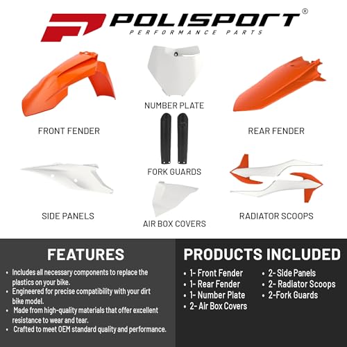 Polisport 91071 - Polisport Mx Plastic Replica Kit Per Chi Cerca La Qualità Oem Per Moto Ktm In Colore Oem - 2