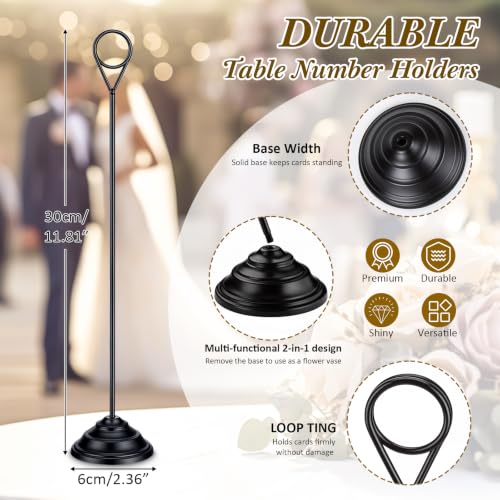 Image of 12 Pcs Table Number Holders Black 12 Inch Metal Place Card Holders Table Number Stands Tabletop Sign Stands for Photos, Menu, Memo, Notes, Wedding, Restaurant, Banquet, Birthday