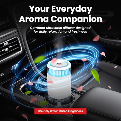 Image of Portronics Magma Go 2-in-1 Portable Ultrasonic Aroma Diffuser & Humidifier, 135ml Capacity, Type-C Powered, 4 Mist Modes, LED Ambient Light, Mini Essential Oil Diffuser for Car, Desk & Bedroom