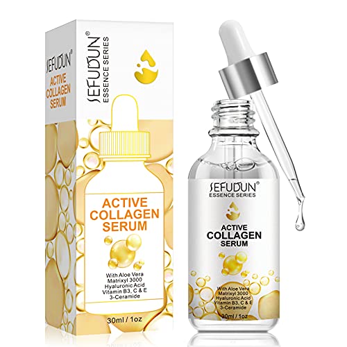Collagen Lifting, Firming, & Tightening Serum, Collagen Serum with Vitamin C, B3 & E, Improves Elasticity, Plumps, & Lifts Sagging Skin Wrinkle Serum, Collagen Serum for Youthful, Facial Moisturiser Serum for Men and Women