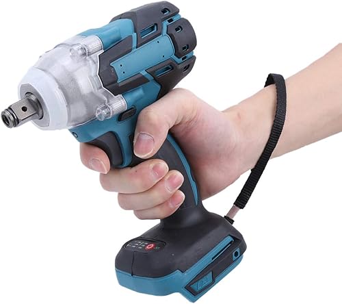 Miniatura 5 de Llave de impacto sin escobillas recargable de 21 V mango antideslizante de torsión grande con luz LED, para batería Makita