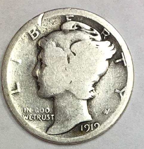 1919 P Mercury Dime 90% Silver 10c Average Circulated