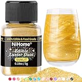 NiHome Edible Food-Grade Glimmer Powder Glitter Luster Dust Metallic Food Decorating Sprinkle Glimmery Dust for Drink Wine Beverage Cake Candy Dessert Bakery Restaurant Vegan (0.18oz/5g, Sunlit)