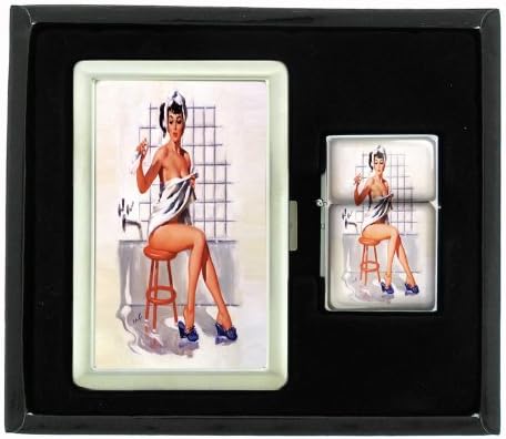 Cigarette Case and Oil Lighter Gift Set the 2nd Pin Up Girl Design-001