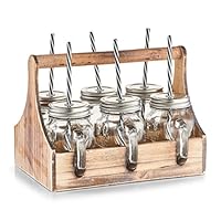 Zeller 19747 Trinkgläser-Set, 7-TLG., Glas/Metall/Holz, ca. 29 x 22,5 x 22,1 cm