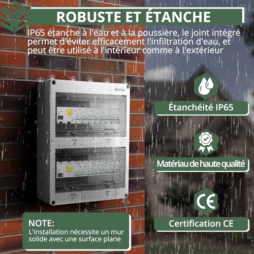 Boîtier Électrique Extérieur Étanche IP65 24 Modules Coffret EYPINS