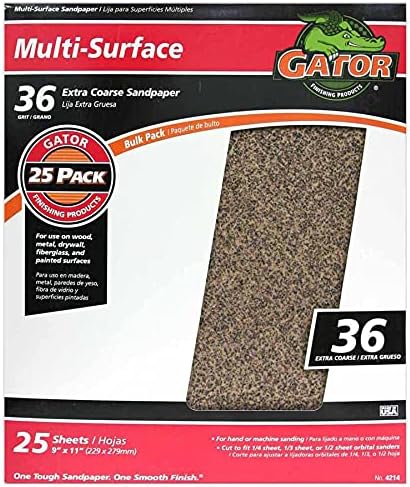 Gator 9" x 11" Multi-Surface Sanding Sheets, 36 Grit, 25 Pack