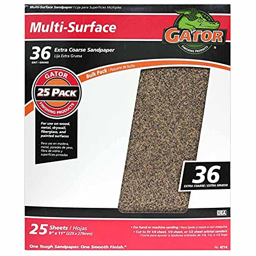 Gator 9 x 11 Multi-Surface Sanding Sheets 36 Grit 25 Pack