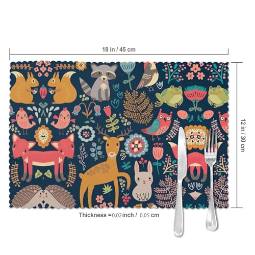 Set de table lavable motif renard et oiseau pour protéger votre table des taches