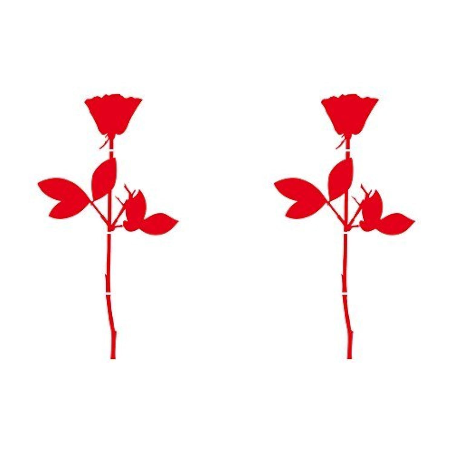 Naklejka na samochód Rose w stylu Depeche Mode - czerwona, 10 x 5,5 cm, wysokiej jakości winylowa naklejka na samochód z filigranowymi konturami, odporna na promieniowanie UV i odporna na mycie w
