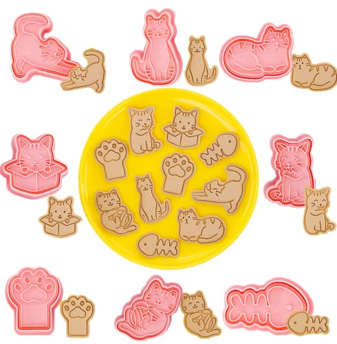 Lot de 8 emporte-pièces en forme de chat - Pour biscuits - Pour biscuits - Motif dessin animé - Pour les fêtes d'enfants