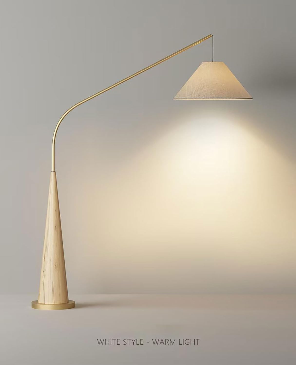 Floor Lamp Living Room Modern 3 Color Dimmable Corner Bright Arc Unique Funky Bedroom Curved Minimalist Skinny Art Deco Slim Metal Fishing Reading Office Standing Lamps (Walnut,H=78in) Walnut H=78in