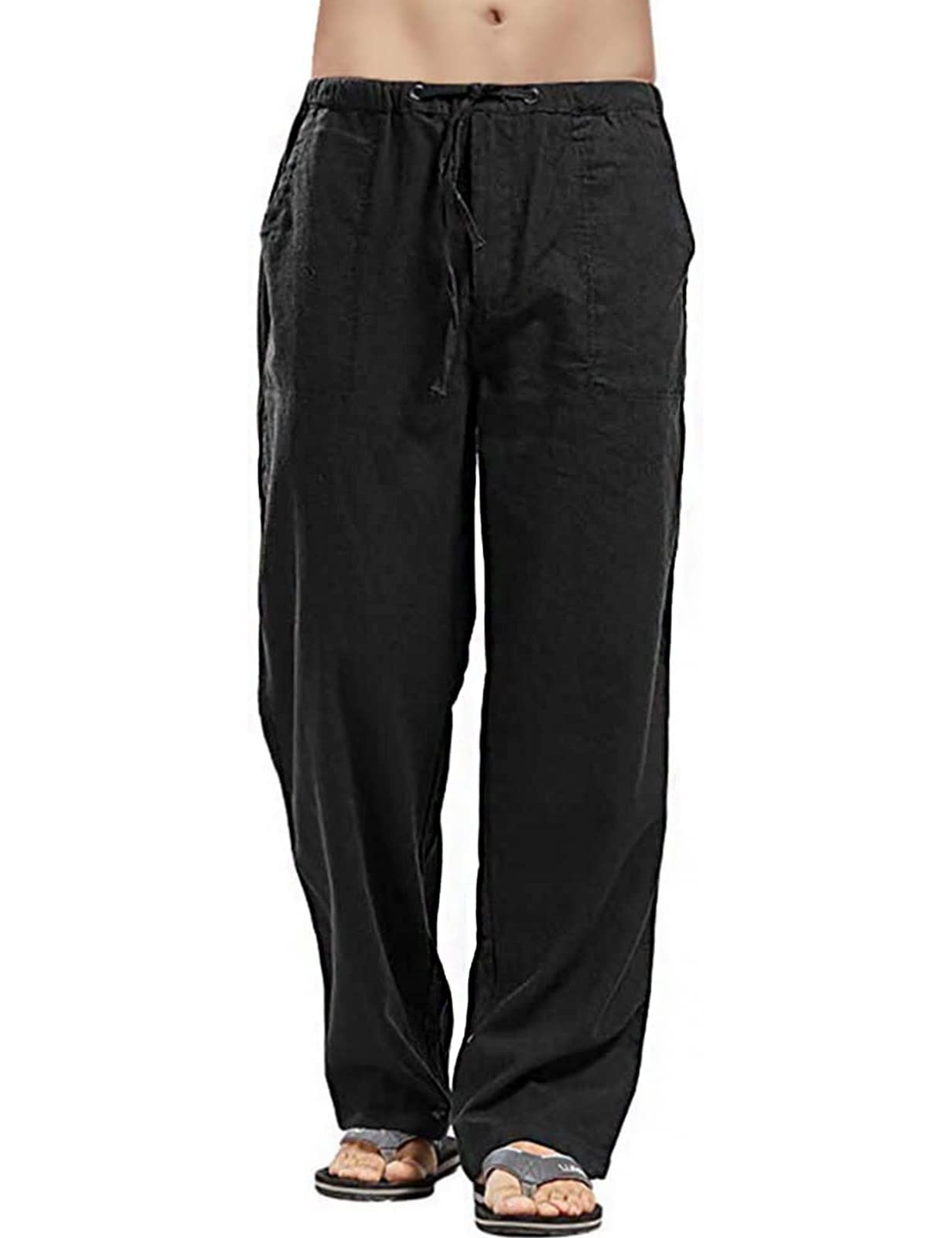 heekpek Leinenhose Herren Lang Leicht Sommerhose Herren Baumwoll Leinen Hose Regular Fit Gerade Hosen Freizeithose Strand Leinenhose Herren für Ferien