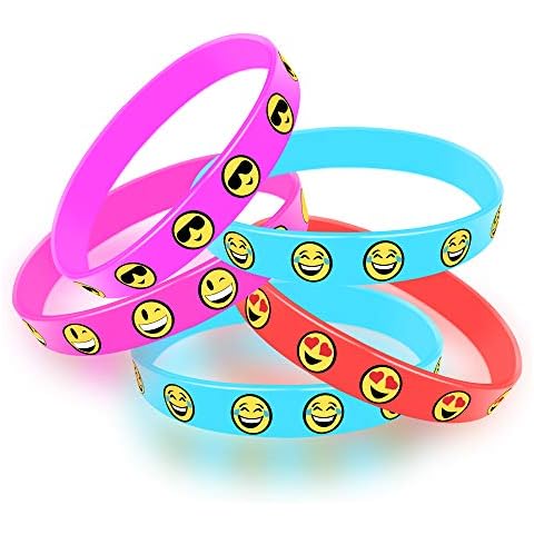 Fun Central 36 Pack Assorted Emoticon Silicone Bracelets Cover