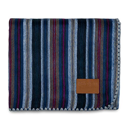 Image of QISU Alpaca Wool Blanket Throw | Large, Beautiful, Warm, Variegated | 85 x 65 inches | Ultra-Soft, Hypoallergenic and Breathable | Non-Itchy or Scratchy (Deep Blue Splash)