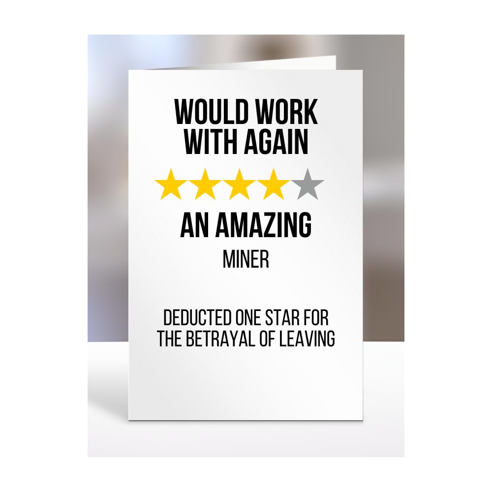 Would Work with Again, Funny Leaving Card for Miner, Farewell, Great Gift for Colleagues, Boss, Manager, Goodbye, Christmas, Joke, Silly, Gag, A5-223b_235 — image 1