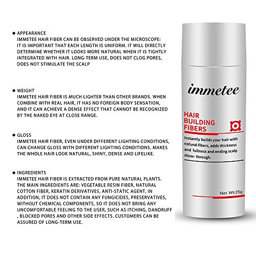 IMMETEE Keratin Hair Building Fibers Powder Conceal Instantly for Thinning Hair,Cover Up Hair Loss Natural Thickens for Men and Women-25g/0.88oz (MEDIUM BLONDE) - Thumbnail 7