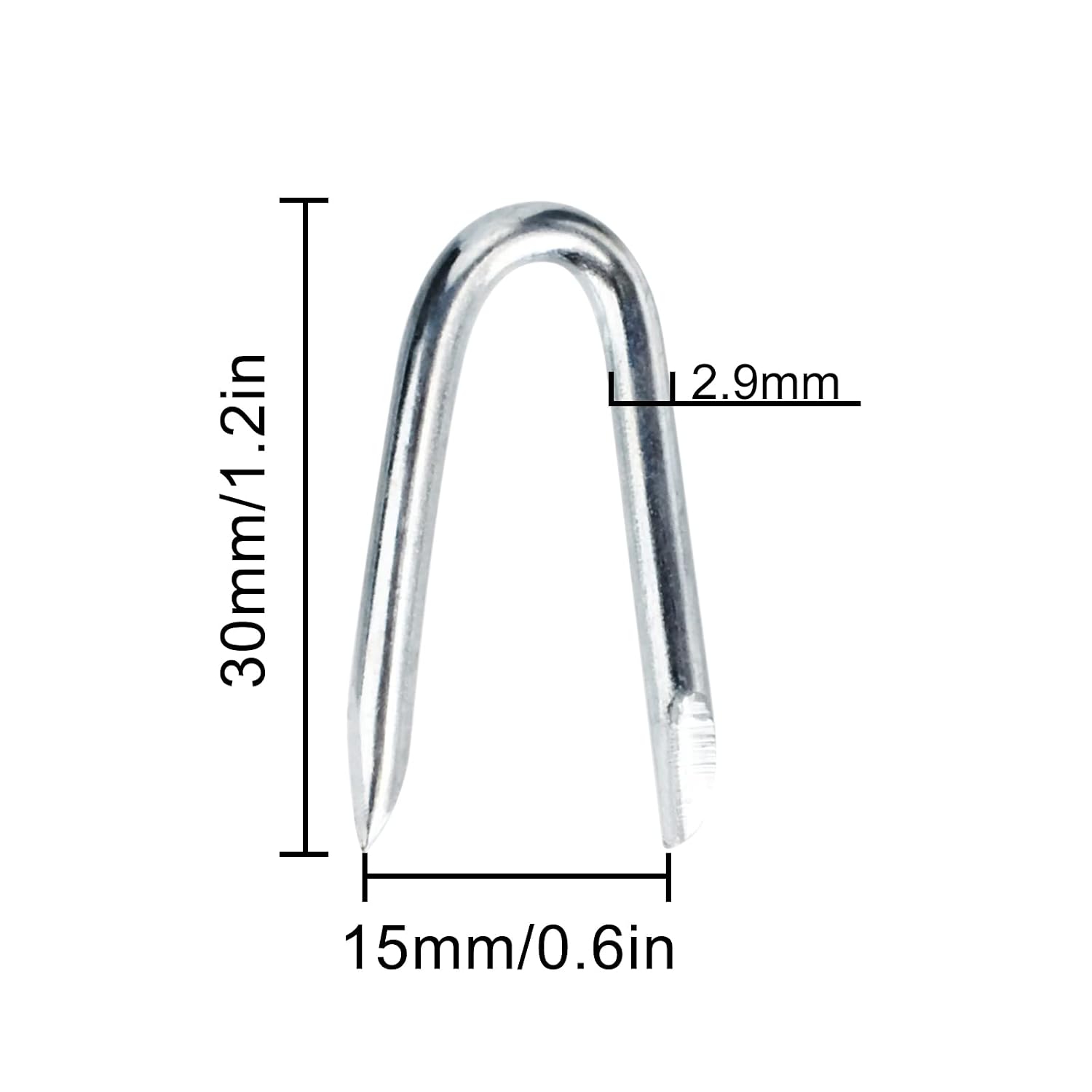 Steel Wire Fencing Staples 50Pcs Wire Staples Galvanized Fencing Staple U Shaped Nails 1.2'' Fence Post Staple for Wire Mesh & Woven Fence