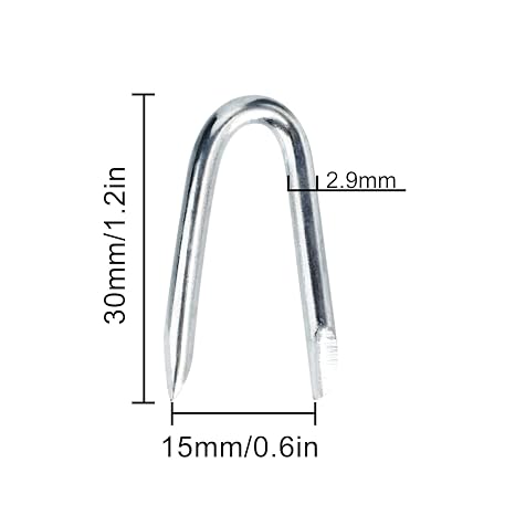 Steel Wire Fencing Staples 50Pcs Wire Staples Galvanized Fencing Staple U Shaped Nails 1.2'' Fence Post Staple for Wire Mesh & Woven Fence