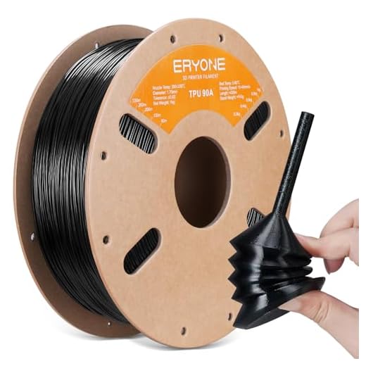 ERYONE TPU Filament 1.75mm +/-0.03mm, Flexible TPU 90A 3D Printer Filament 1kg Spool(2.2 lbs), Print with Most FDM 3D Printers, Black