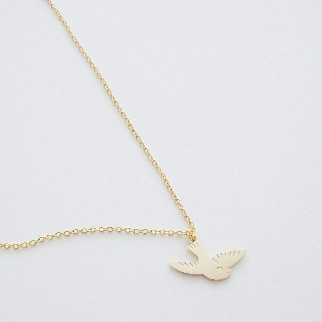 Honeycat Magic Charm Dove Bird Necklace in Gold, Rose Gold, or Silver | Minimalist, Delicate Jewelry