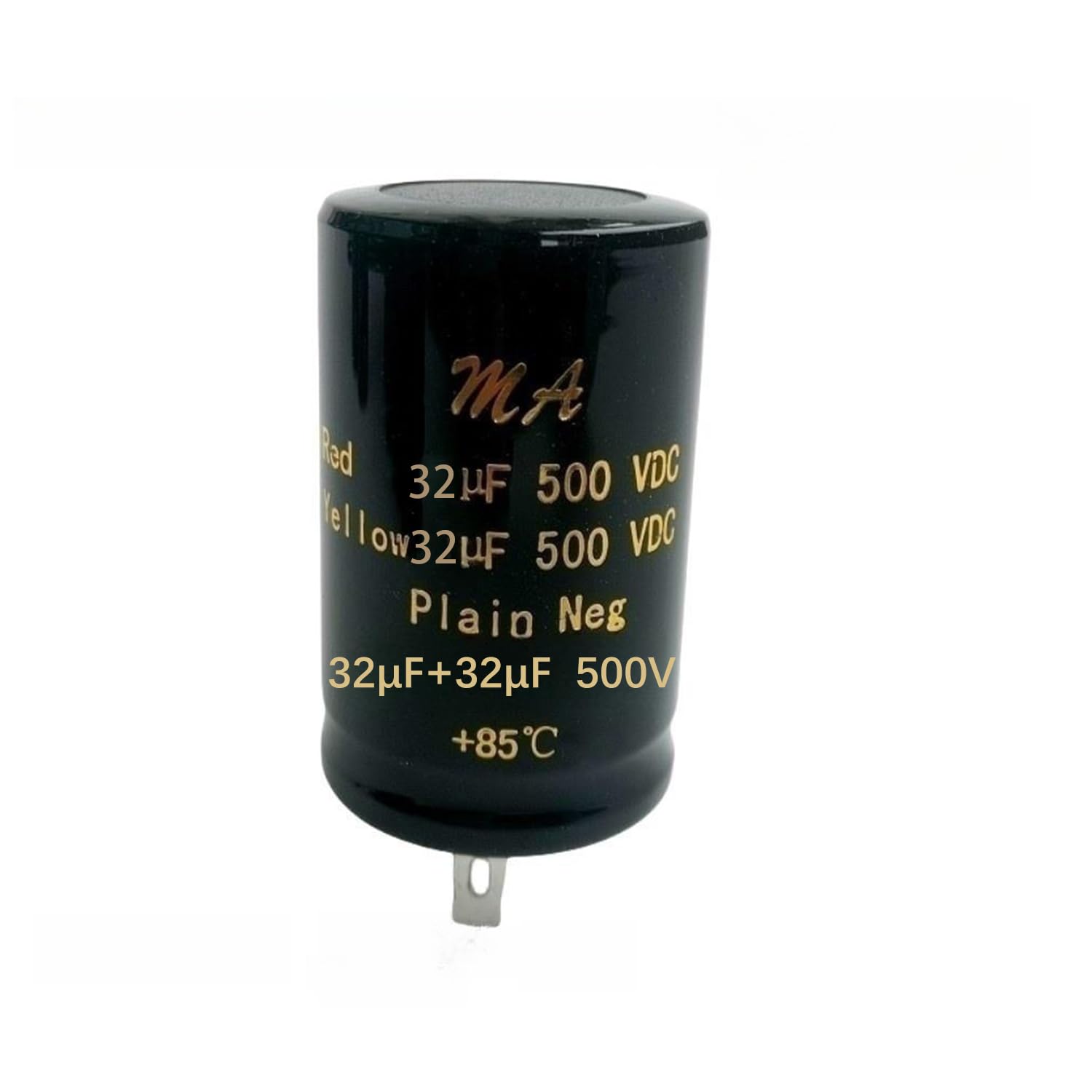 1 x 500V High-Voltage Electrolytic Capacitor 32μF+32μF for Guitar/Hi-Fi Amplifiers 34×50MM Audio Electrolytic Dual Amplifier Capacitor。