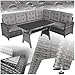tectake® Gartenbank, Set mit Bank und Esstisch, Rattan Eckbank Outdoor Lounge, Sitzecke wetterfest als Gartenlounge, Balkon Möbel, Wintergarten, Terrasse - grau