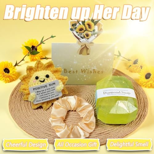 XMCHJY Gift Baskets for Women -Unique Gift Basket Set & Sunshine Box Care Package, Festive-Ready Golden Uplifting Gift Set forMom Wife Sister Friends Teen Girls 7-Piece