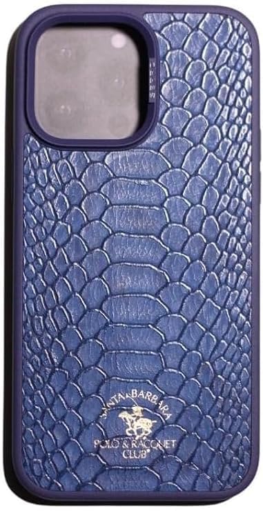 Santa Barbara Polo & Racquet Club, Knight Series Snake Texture Phone Case for iPhone 13 Pro Max (Navy)