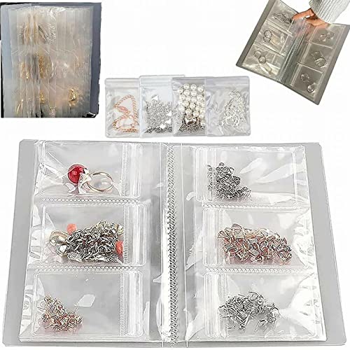 NIGHTKIST Livre de rangement pour bijoux avec 30 sacs hermétiques en plastique transparent refermables pour bijoux, petits biscuits, bonbons Cover