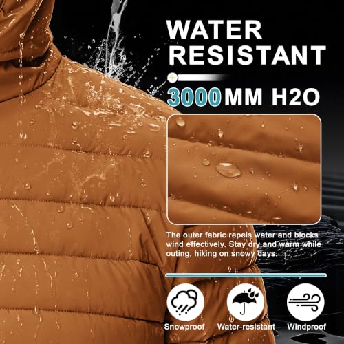 Image of Cotrasen Mens Puffer Jacket Sherpa Lined Water Resistant Hooded Full Zip Mid-Weight Warm Insulated Winter Coat