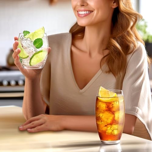 Amazing Abby - Fraternity - 12-Ounce and 16-Ounce Plastic Tumblers (Set of 8), Plastic Drinking Glasses, All-Clear Reusable Acrylic Cups, BPA-Free, Shatter-Proof, Dishwasher-Safe - Thumbnail 3