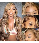 Aaliweya Highlight Lace Front Wigs Human Hair 4/27 Ombre 13x4 Body Wave Lace Frontal Wig for Wome...