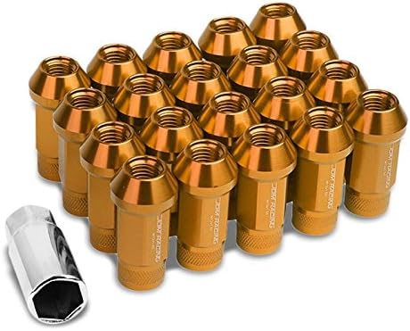 Orange Aluminum M12 x 1.50 25MM Diameter/50MM Height Open Knurled Top Acorn Tuner 20 Piece Lug Nuts