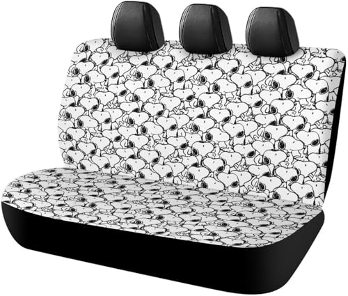 スヌーピー (1) アニメ カーシートカバー 車シートカバー 後部座席用 シート保護 おしゃれ カー用品 軽/普通車 汎用 後席クッションカバー キャラクター 四季通用