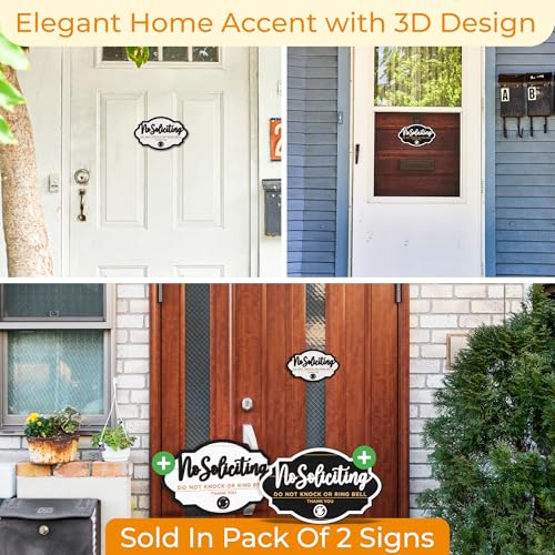 Image of Woodamore No Soliciting Sign For House Door - 2 Pack Do Not Knock Or Ring Doorbell Signs For Front Door Hanging, No Soliciting Signs For Home, No Solicitors Sign For Office