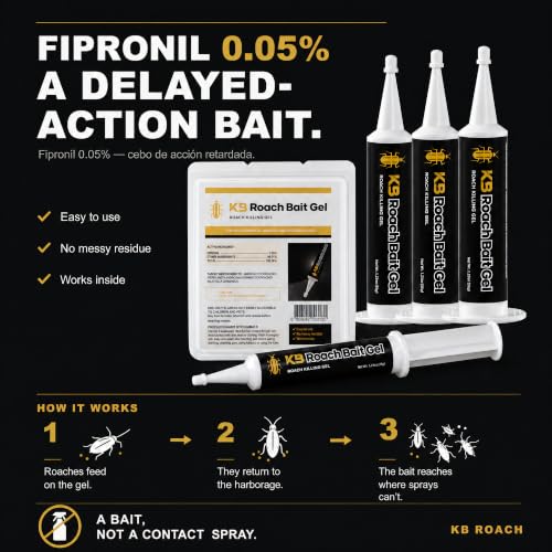 Image of German Roach Killer Indoor Infestation for Home | 97~99% Lab-Tested Mortality in 14 Days - 0.05% Fipronil | 90-Day Whole-Home Protocol, 4 Syringes
