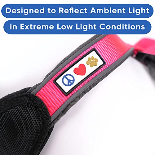 Pawtitas Reflective Dog Harness - Padded, Comfort Control for Walks or Running - Medium Pink - Thumbnail 3