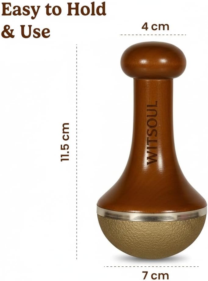 WITSOUL Kansa Bronze Vatki with Handle for Foot Massager, Relaxation and Deep Cleaning Ancient Indian Technique Massager (Natural Brown (Set of 1)