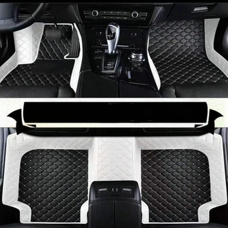 Custom Fit Car Floor Mats - Full Coverage Automotive Leather Floor Liners for Most Vehicles by MingyunSM (Black & White)