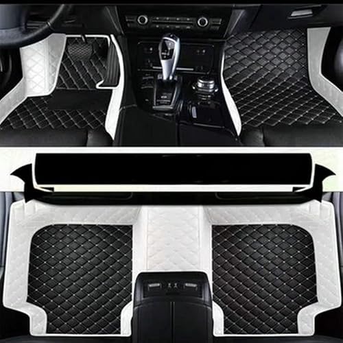 Custom Fit Car Floor Mats - Full Coverage Automotive Leather Floor Liners for Most Vehicles by MingyunSM (Black & White)