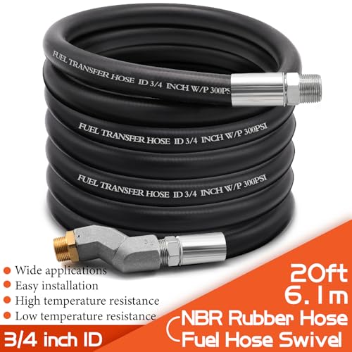 Image of 3 /4 inch Fuel Transfer Hose 20FT,Farm Pump Hose with Swivel for Gasoline,Diesel